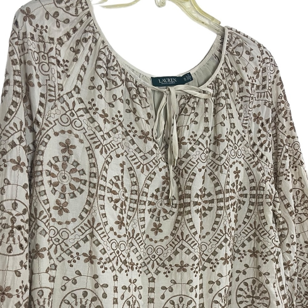 Lauren Ralph Lauren cotton eyelet raglan sleeve top. Size XL GUC to EUC - Picture 9 of 12